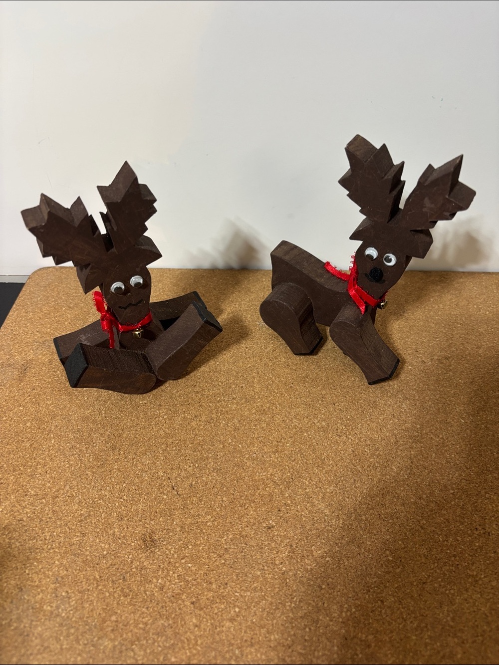 💐3/$15 Handmade Brown Wooden Reindeer Christmas Vintage